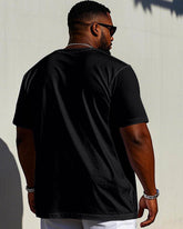 Men's Plus Size Black Hand-painted Graffiti Print Short-sleeve T-shirt